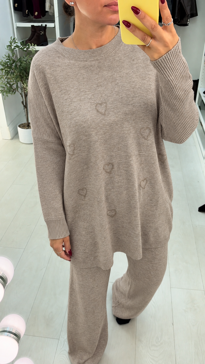 Basilia Embellished Heart Detail Loungewear Set