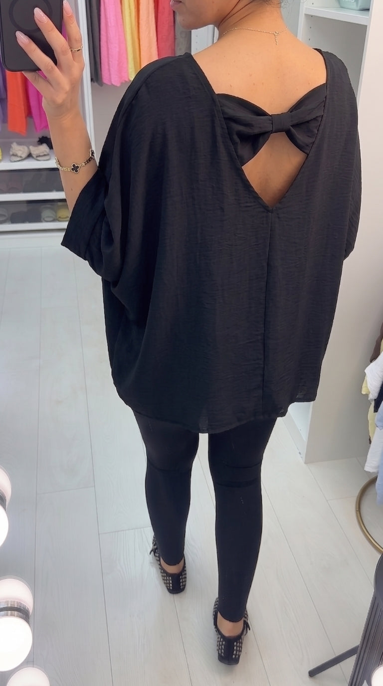 Mylana Plain Bow Back Loose Fit Top