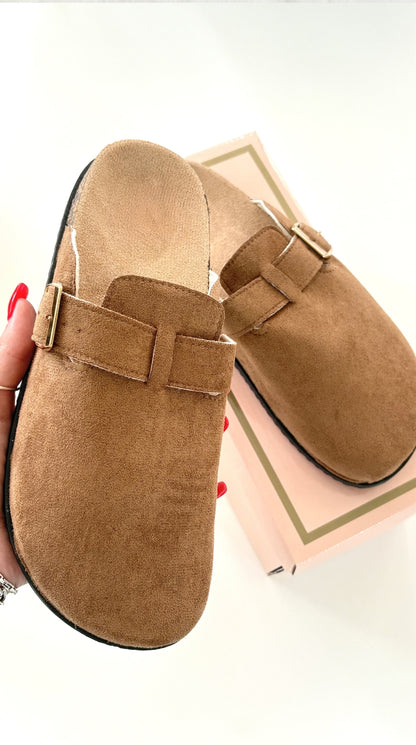 Adrianna Faux Suede Slip On Clogs