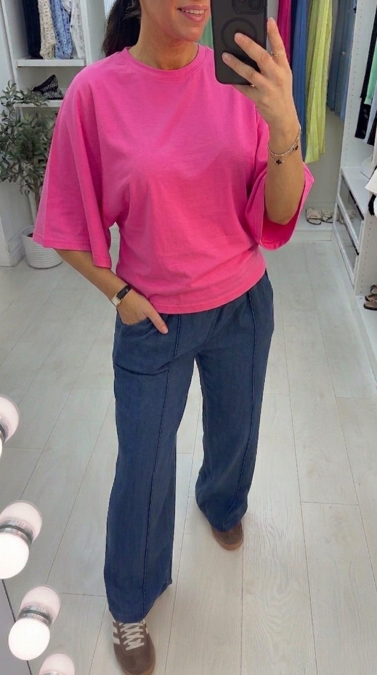 Myra Plain Cinched Batwing Sleeve T-shirt