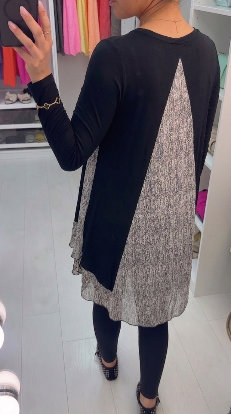 Anisha Printed Chiffon Back Detailed Dipped Hem Top