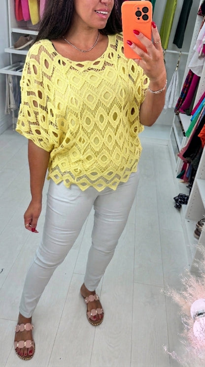 Naida Crochet Batwing Top