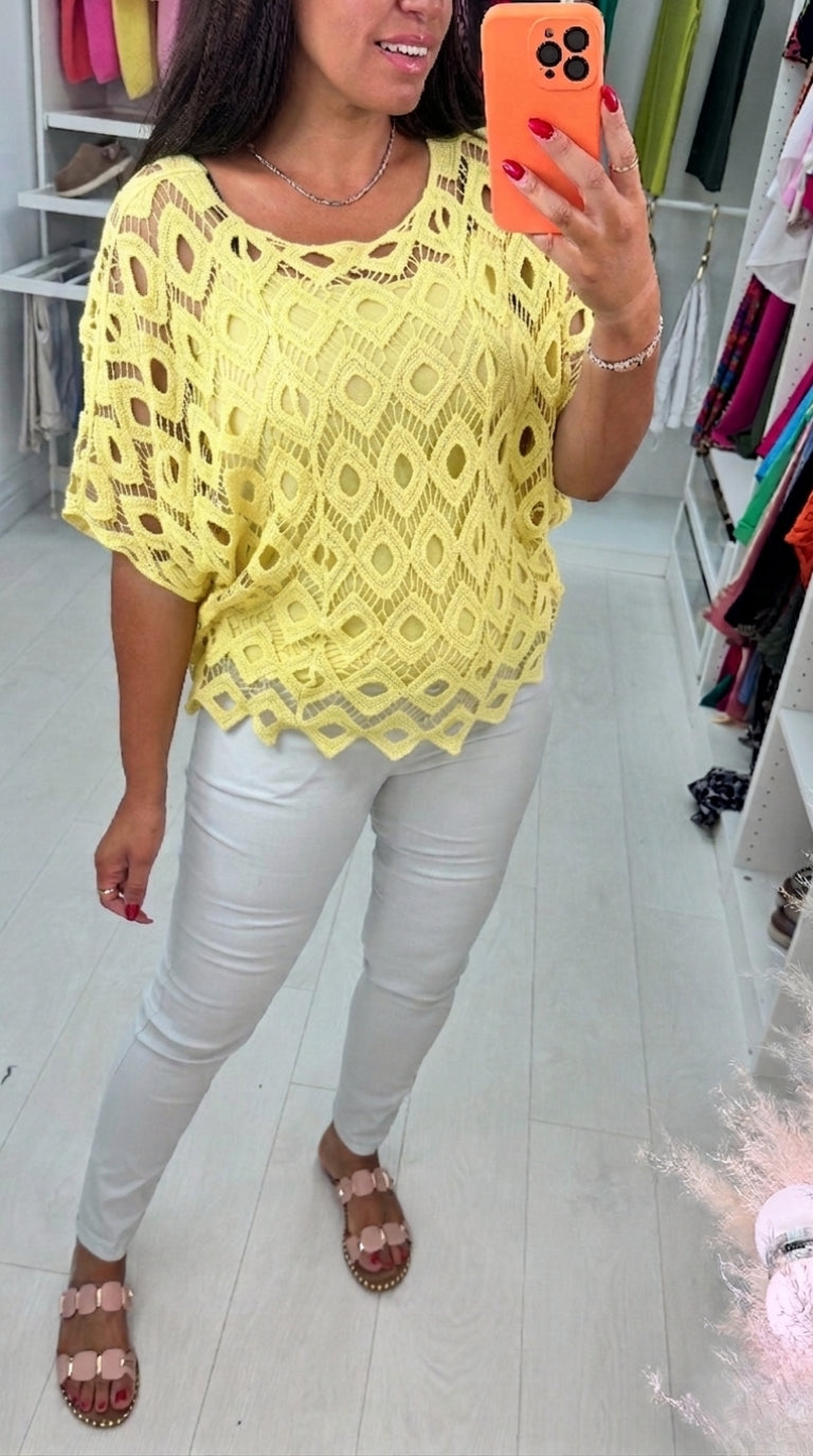 Naida Crochet Batwing Top