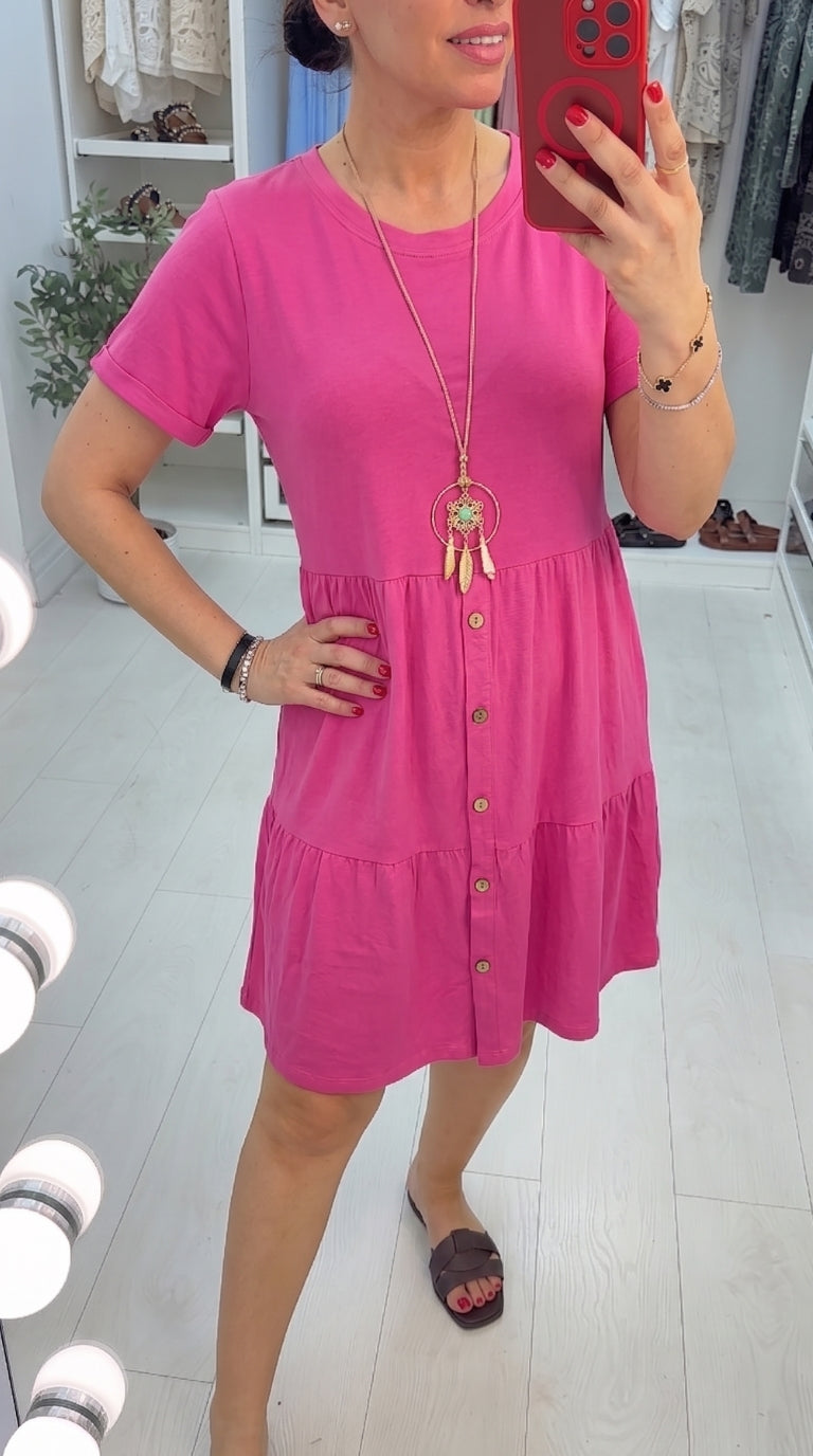 Palmina Button Detailed Necklace Dress