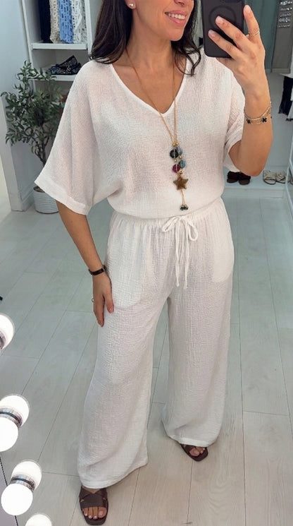Tinsley Plain Textured Wide Leg Trousers
