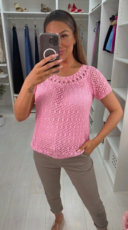 Casandra Crochet Bubble Hem Top