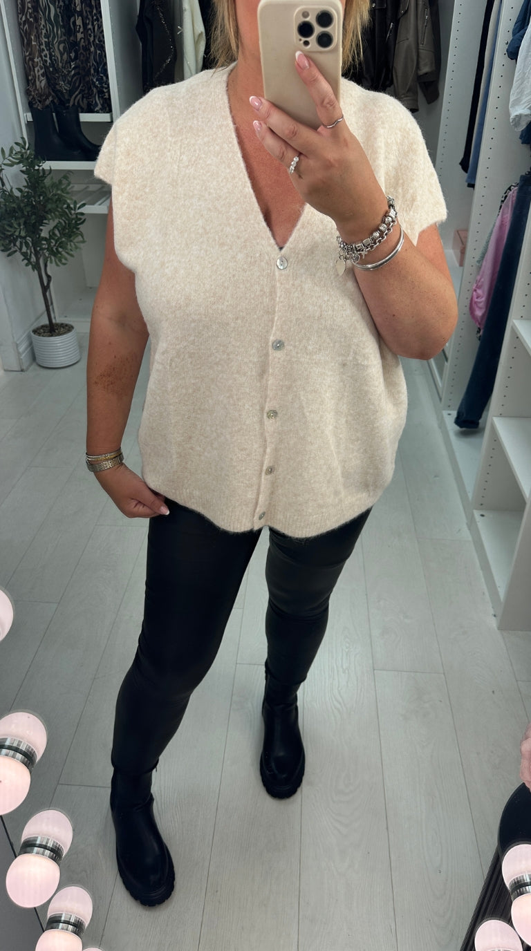 Sabella Plain Sleeveless Knitted Cardigan