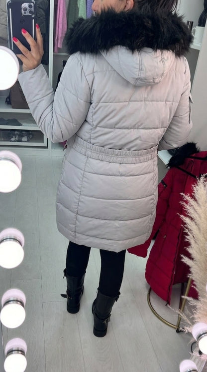 Trixie Grey Faux Fur Hooded Coat