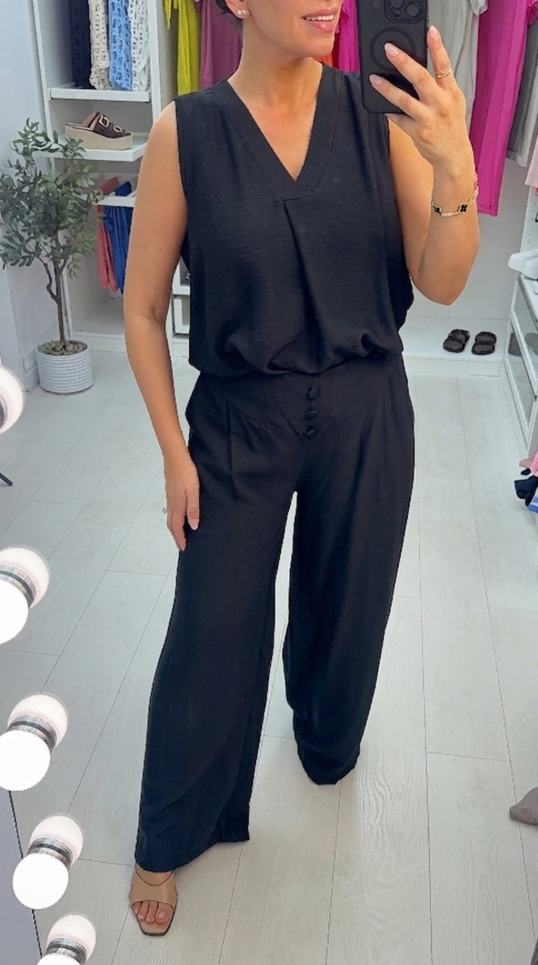 Doria Plain V Neck Sleeveless Co-Ord Set