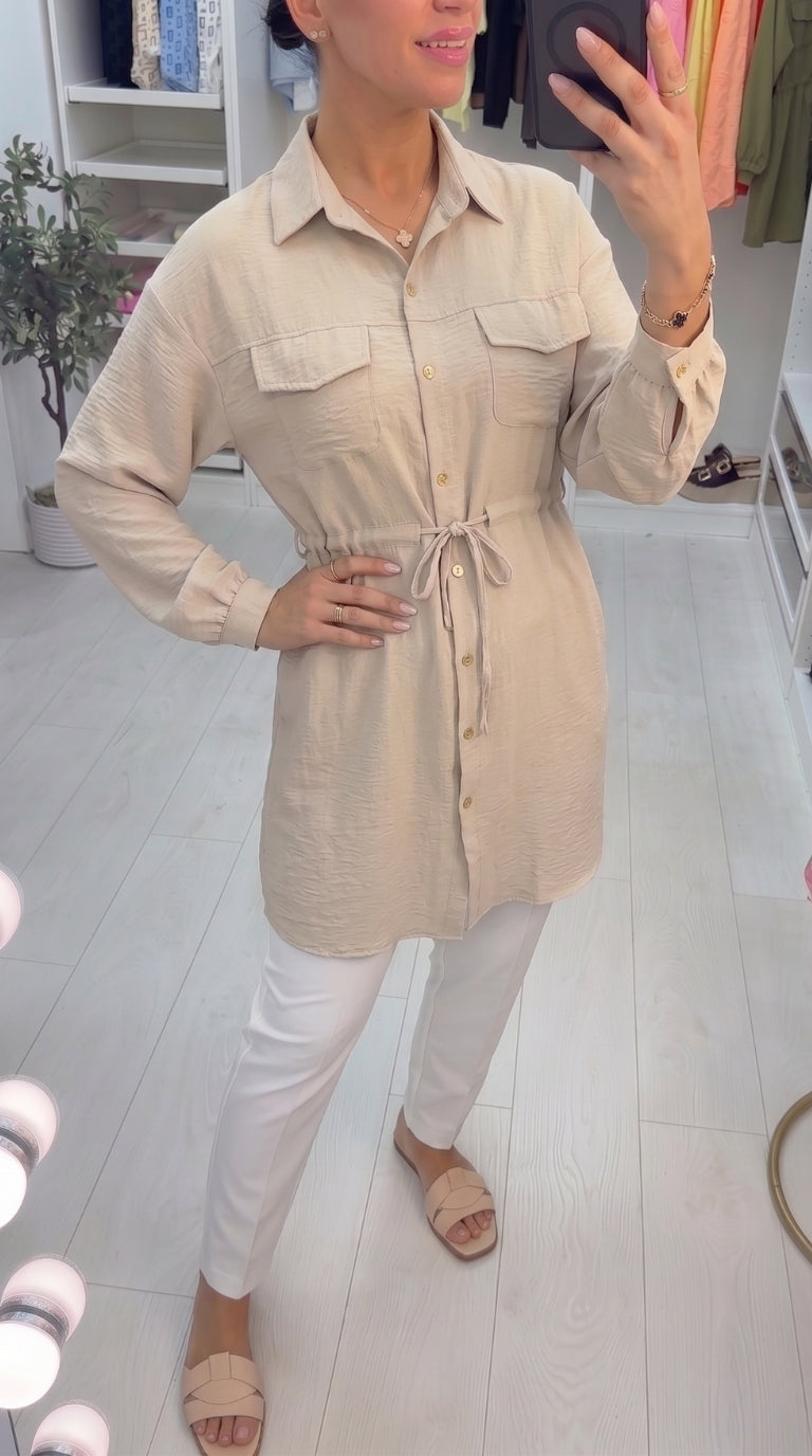 Kaitlin Plain Drawstring Waist Tunic