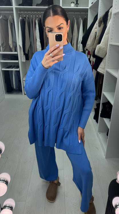 Tamia Roll Neck Cable Knit Loungewear Set