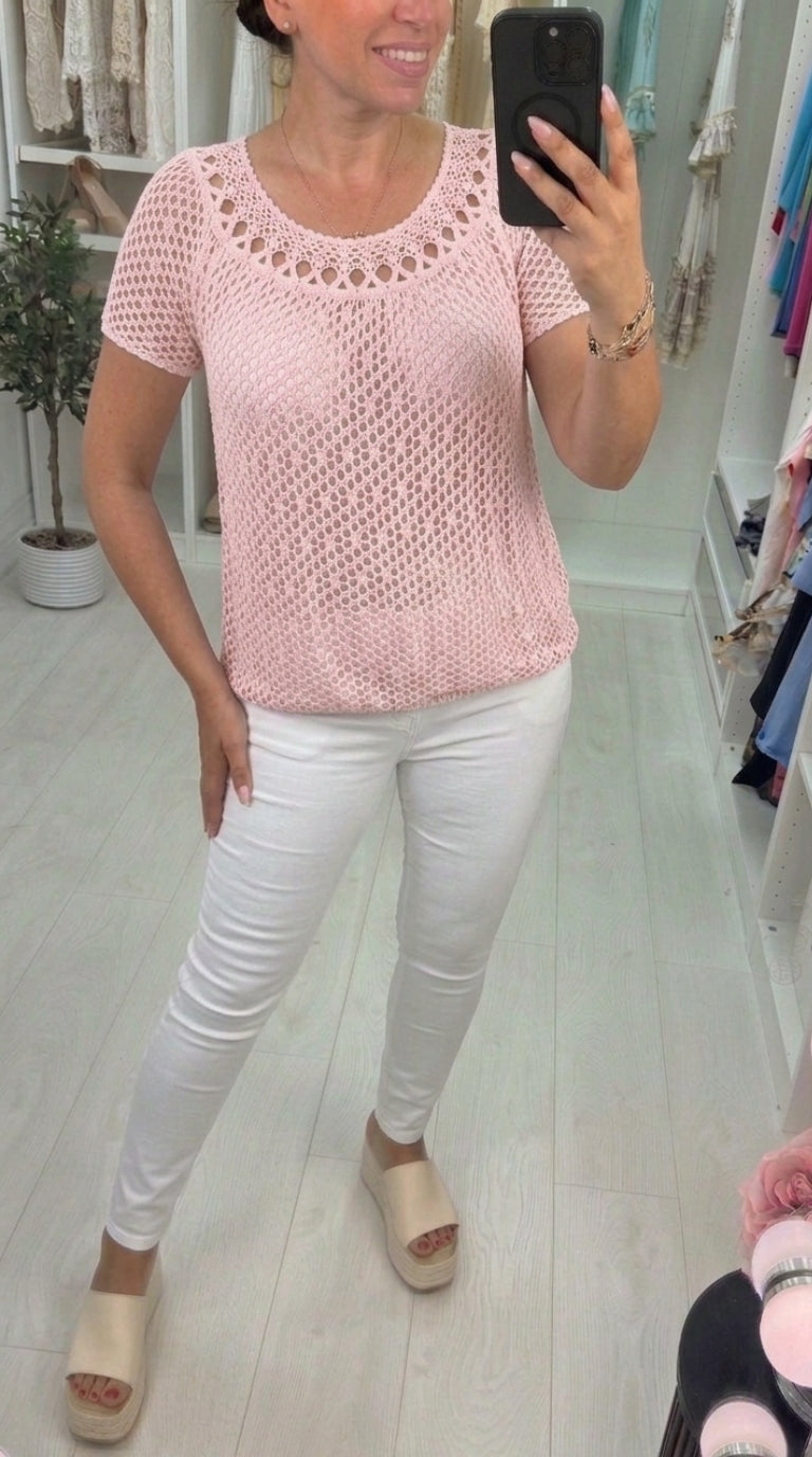 Casandra Crochet Bubble Hem Top