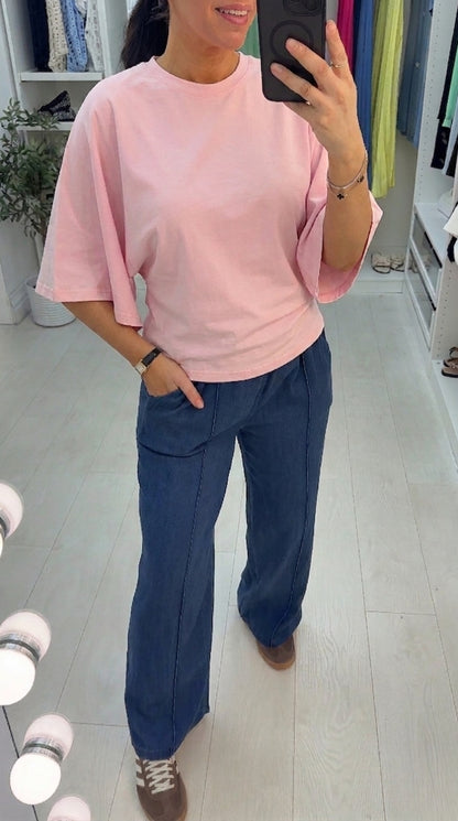 Myra Plain Cinched Batwing Sleeve T-shirt