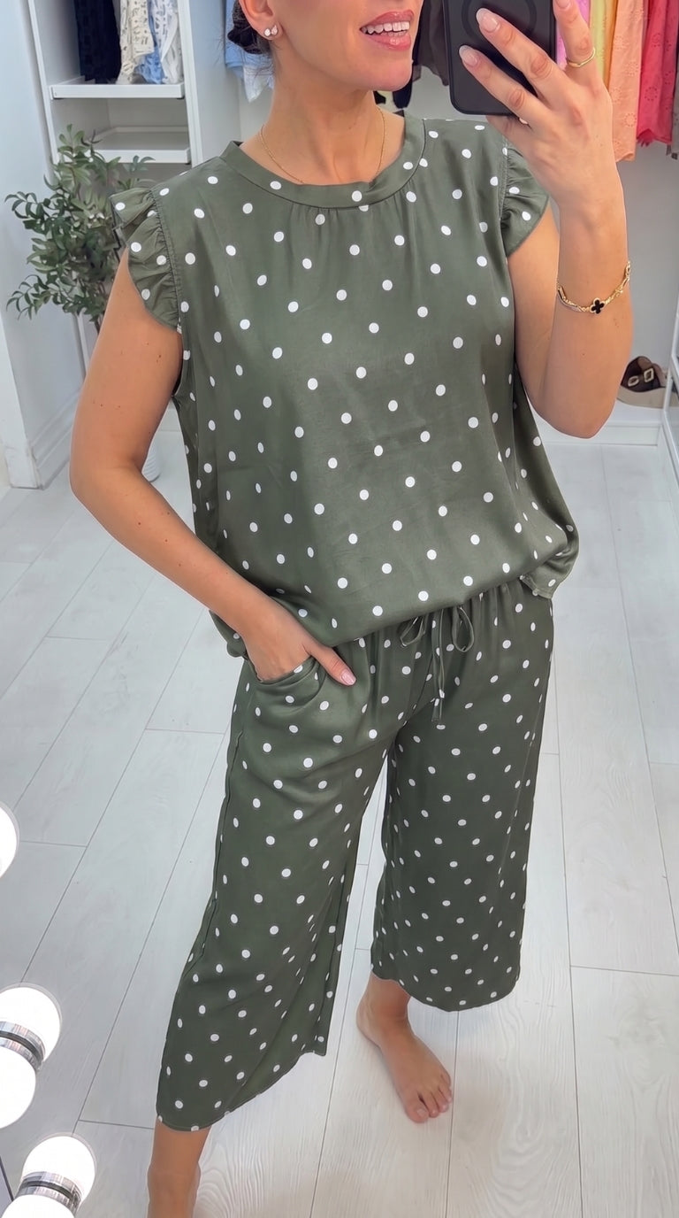 Taylor Polka Dot Frill Detail Culotte Co-Ord Set