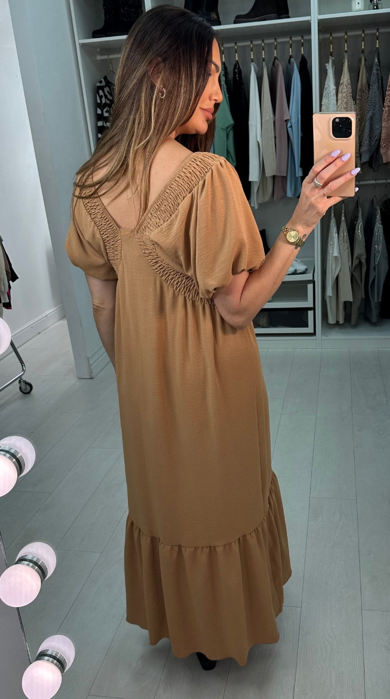 Priya Balloon Sleeve Smock Maxi Dress