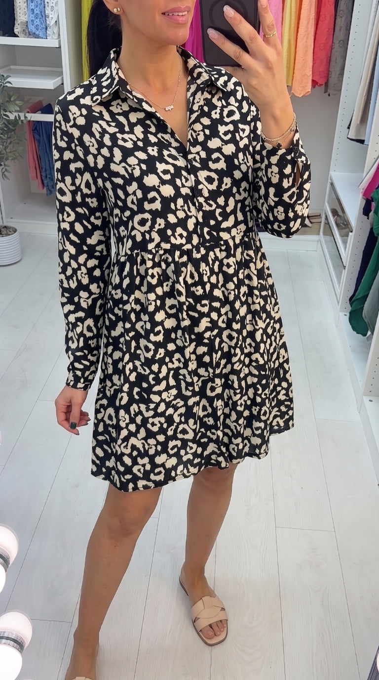 Galaxy Animal Print Smock Dress
