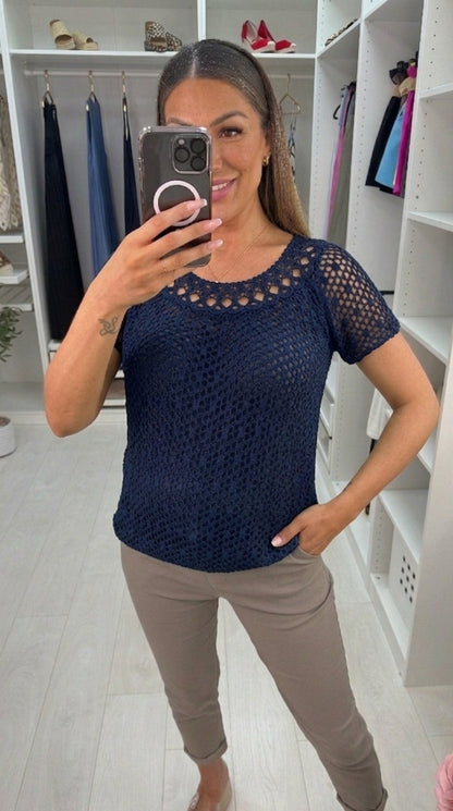 Casandra Crochet Bubble Hem Top