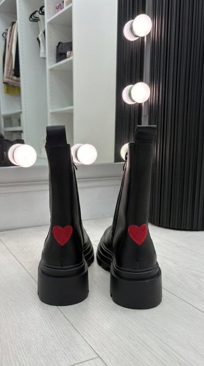 Felicity Faux Leather Heart Detailed Chelsea Boots