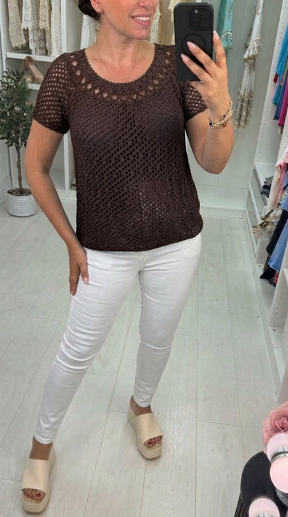 Casandra Crochet Bubble Hem Top