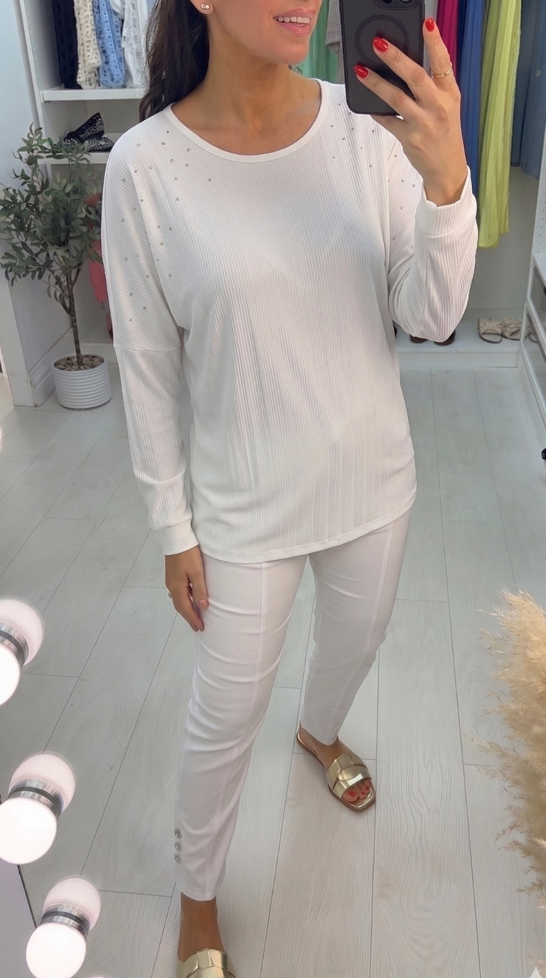 Pita Diamante Drape Back Detail Top