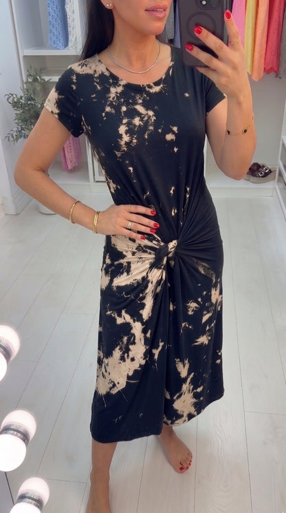 Catissa Marble Print Stretch Dress