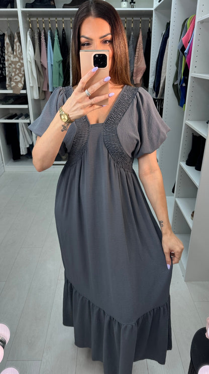 Priya Balloon Sleeve Smock Maxi Dress