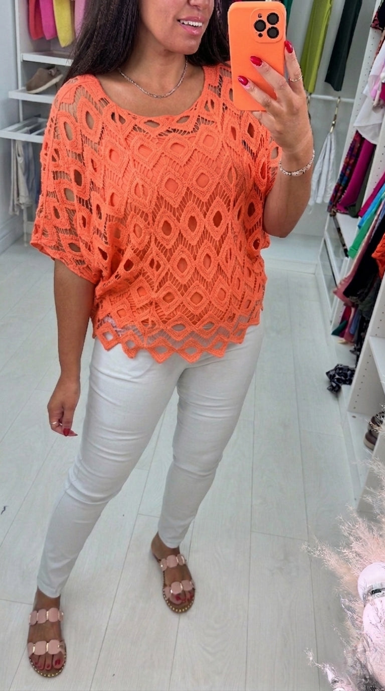 Naida Crochet Batwing Top