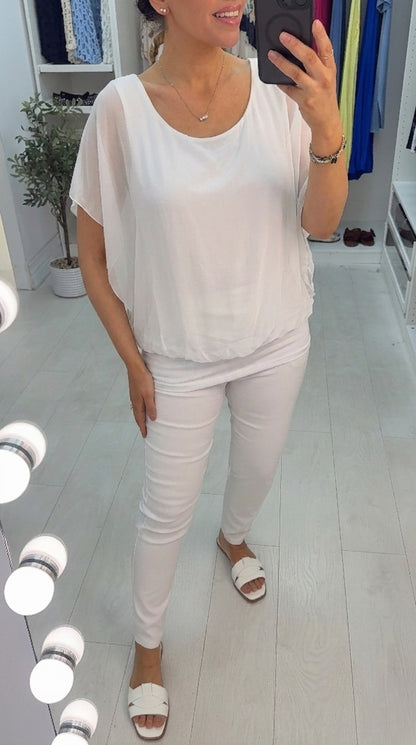 Carrin Plain Bubble Hem Chiffon Top