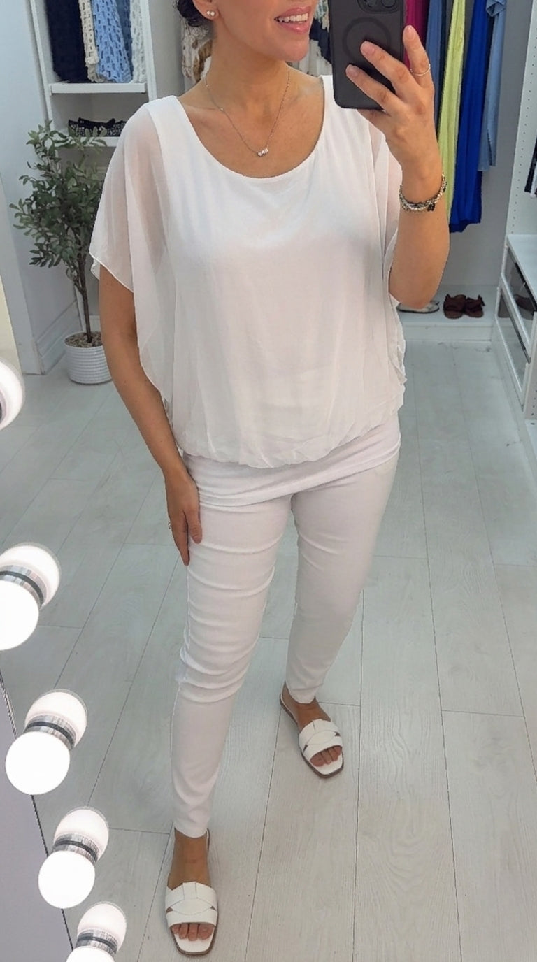 Carrin Plain Bubble Hem Chiffon Top