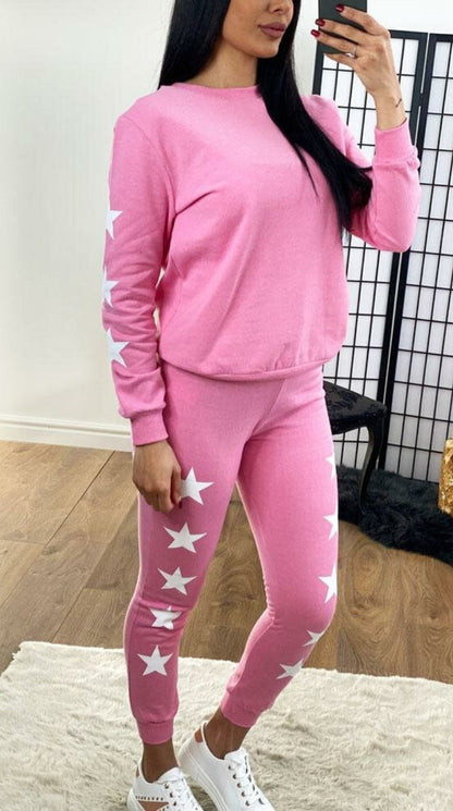 Palmera White Star Detailed Soft Loungewear Set