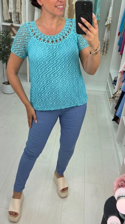 Casandra Crochet Bubble Hem Top
