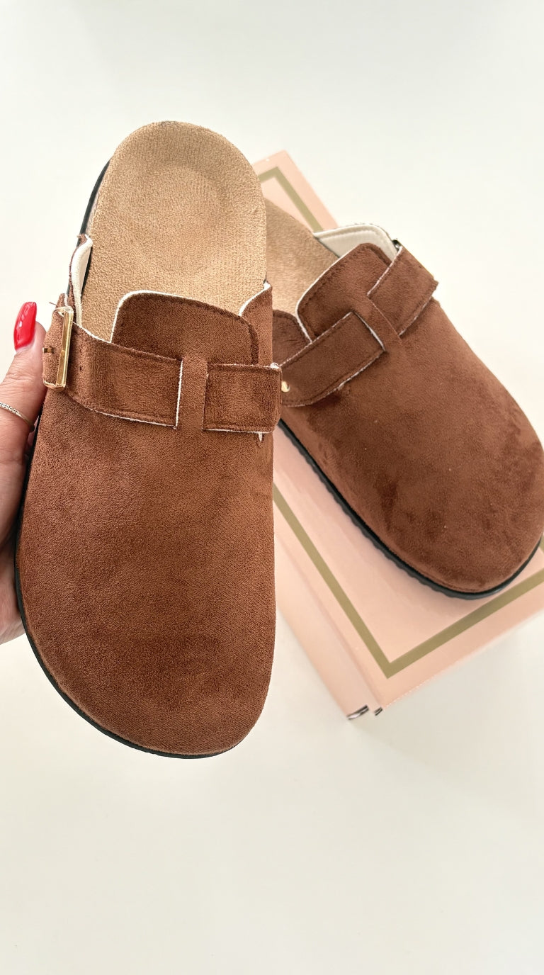 Adrianna Faux Suede Slip On Clogs