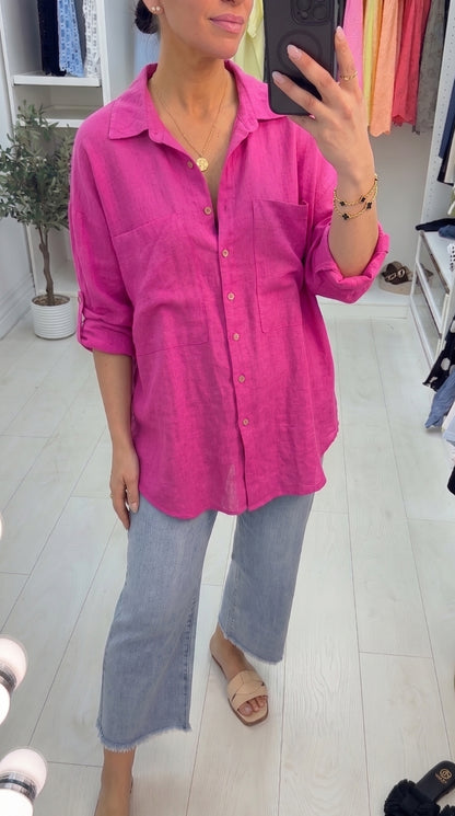 Briella Front Pocket Detail Longline Linen Shirt