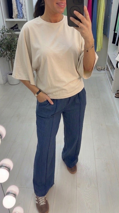 Myra Plain Cinched Batwing Sleeve T-shirt