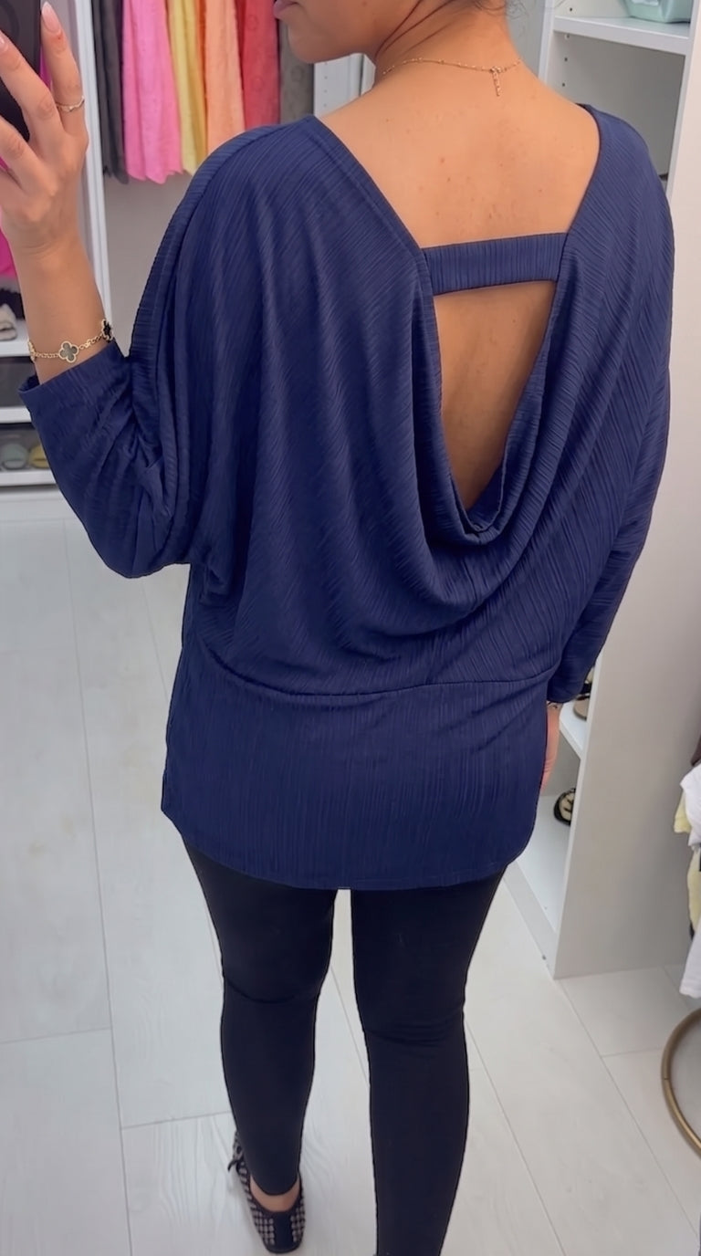 Pita Diamante Drape Back Detail Top