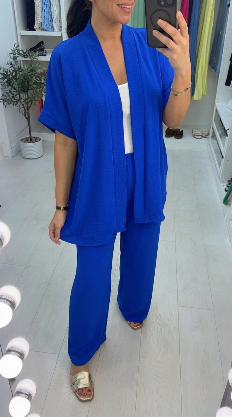 Milani Plain Longline Kimono Crepe Co-Ord Set