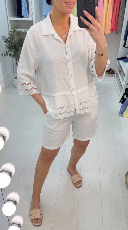 Florie Broidery Detail Shorts Co-Ord Set