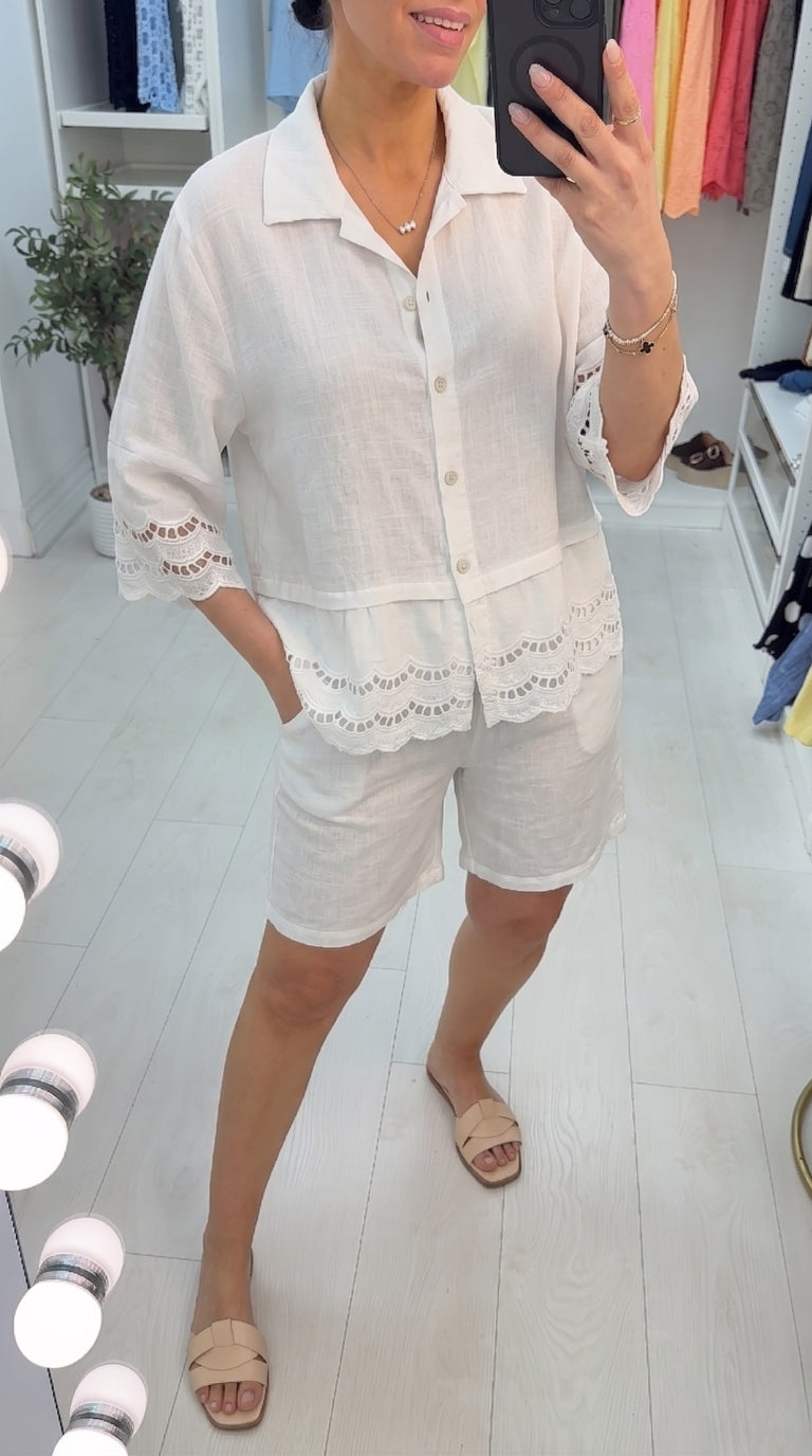 Florie Broidery Detail Shorts Co-Ord Set