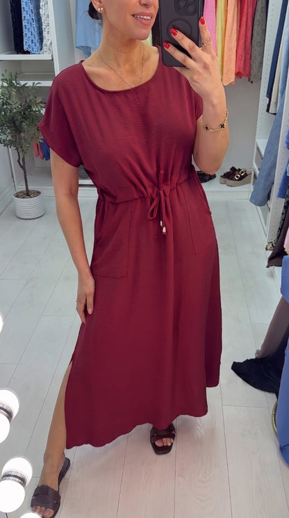 Kamila Plain Drawstring Waist Maxi Dress