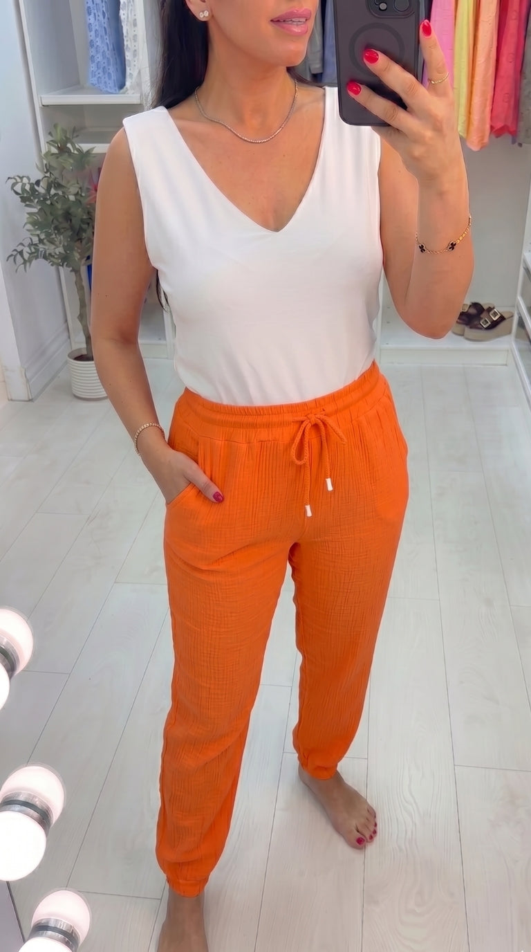 Moragie Plain Cheesecloth Joggers