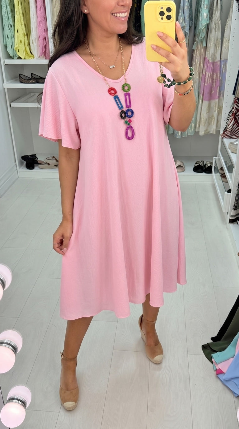 Amira Loose Fit Dress With Necklace