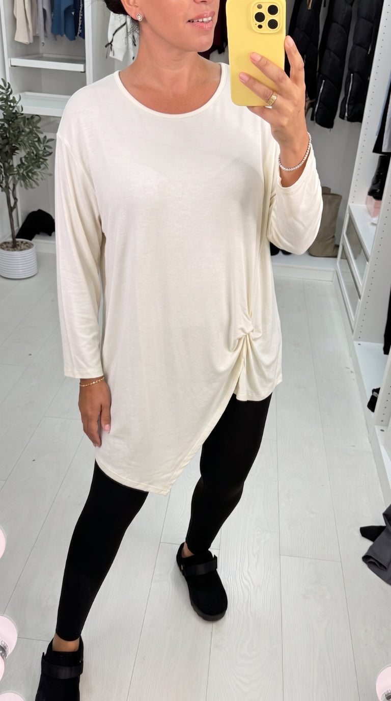Barlow Jersey Plain Knot Front Detail Top