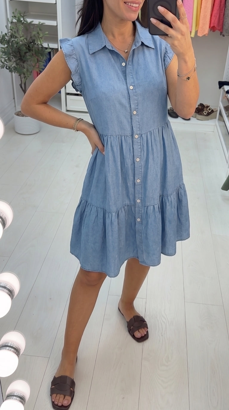 Ally Denim Smock Shirt Midi Dress