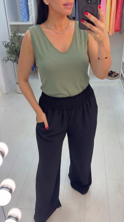 Mabel V Neck Jersey Vest Top