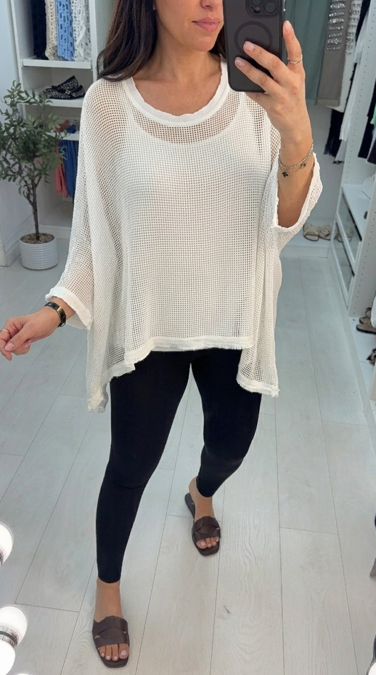 Lillianna Plain 2 Piece Distressed Hem Loose Fit Top