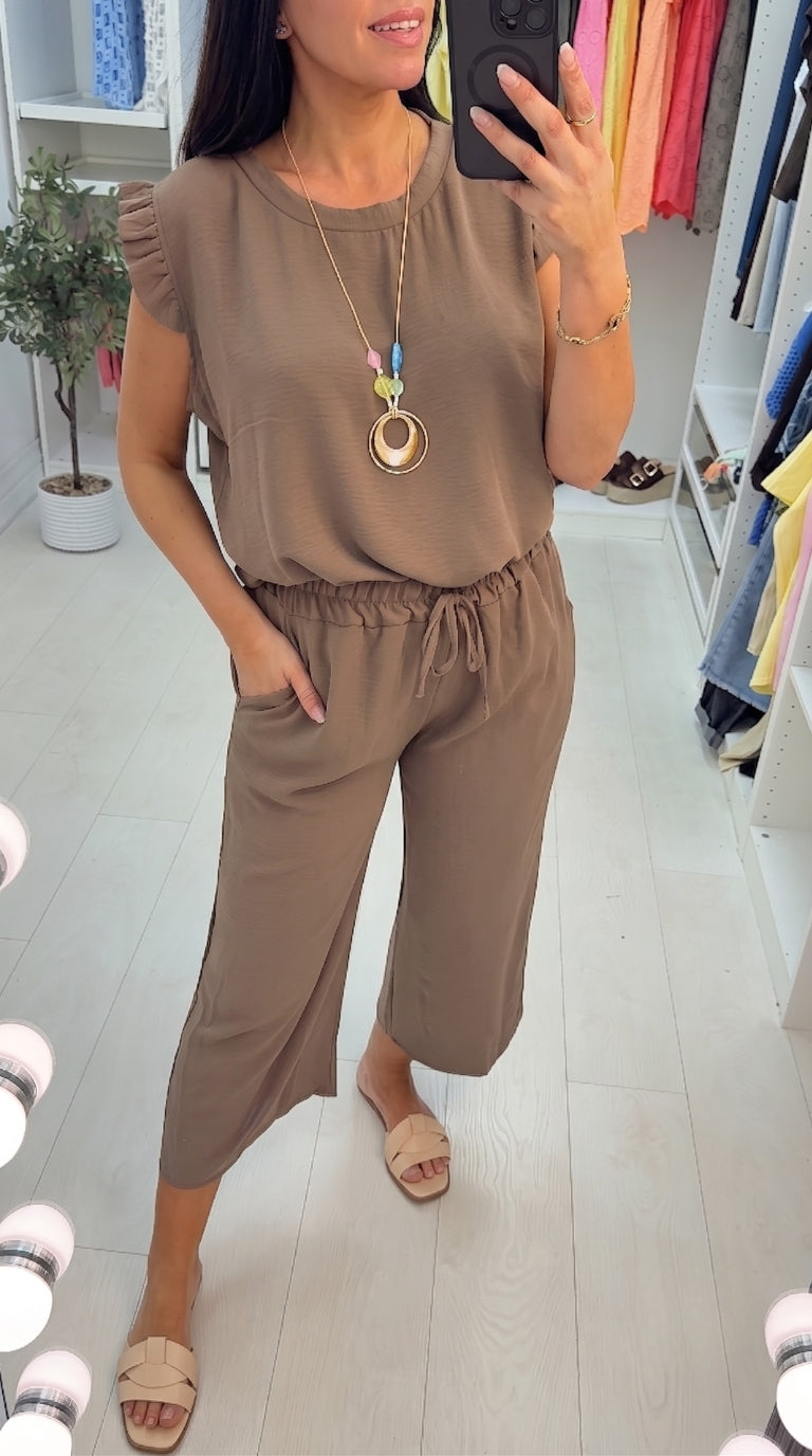 Fidelia Frill Detail Crepe Culotte Co-Ord Set