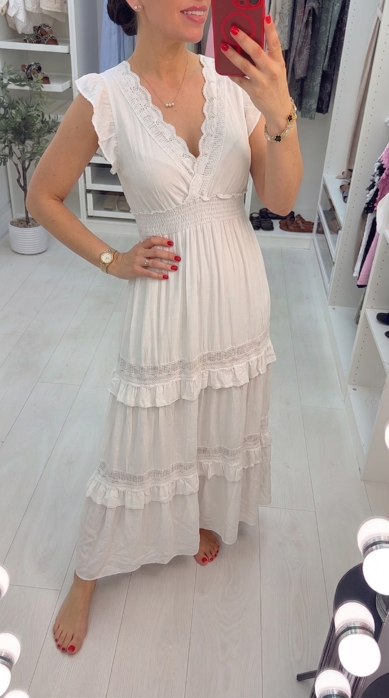 Silvana Crochet Detailed Frill Summer Dress