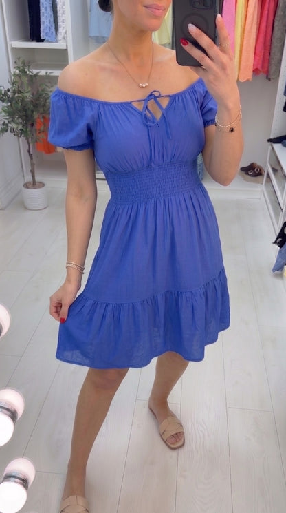 Dita Bardot Style Tie Neck Dress