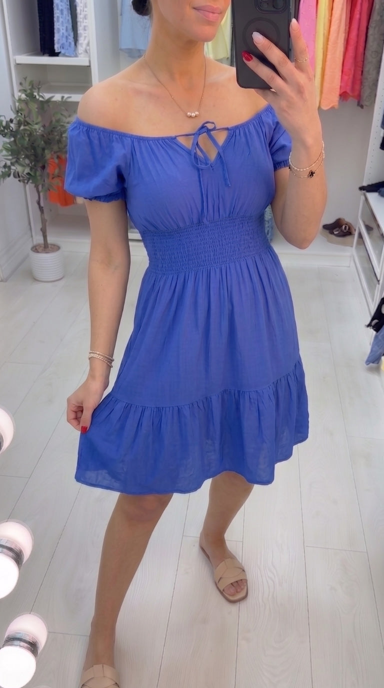 Dita Bardot Style Tie Neck Dress