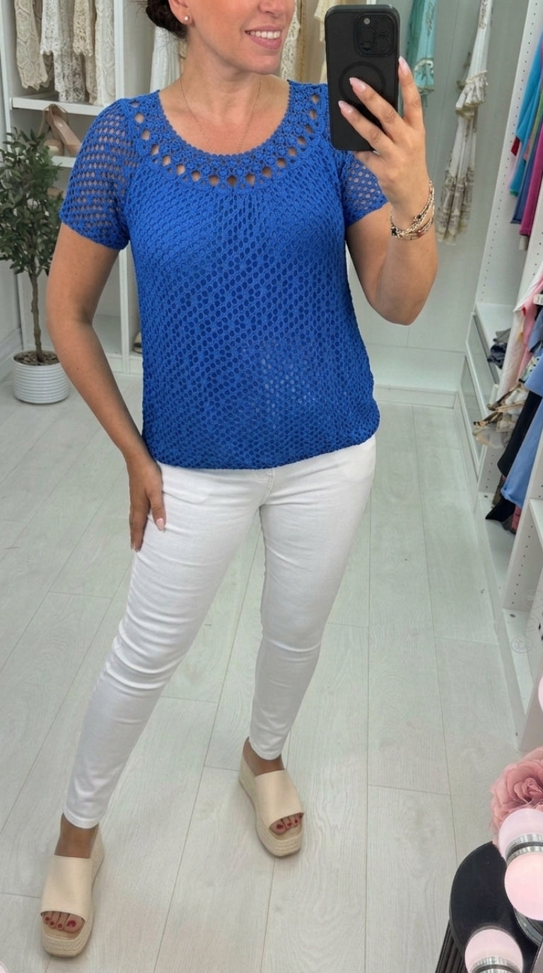 Casandra Crochet Bubble Hem Top